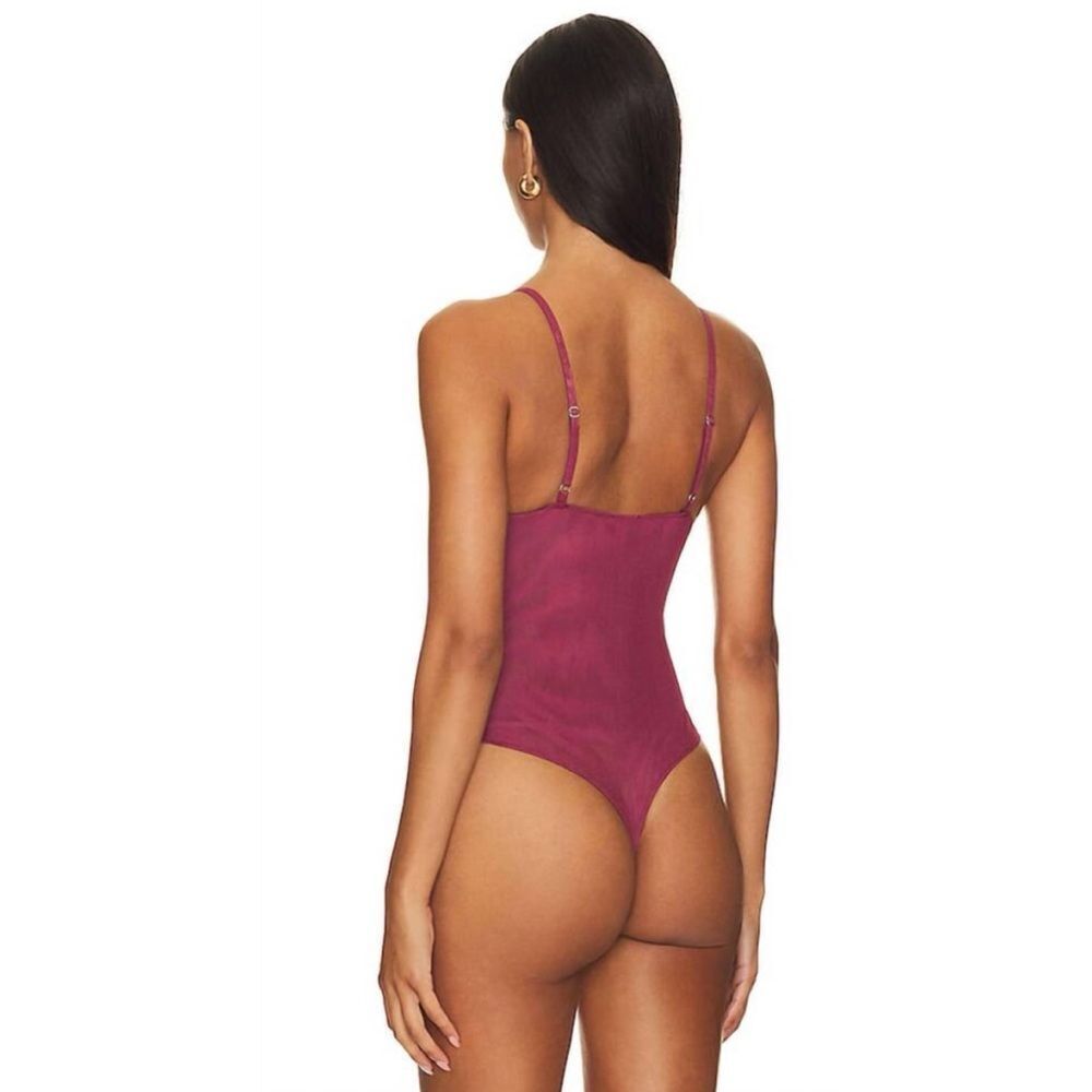 🆕 New With Tags FREE PEOPLE Night Rhythm Corset Bodysuit / Washed Maroon - Picture 5 of 13